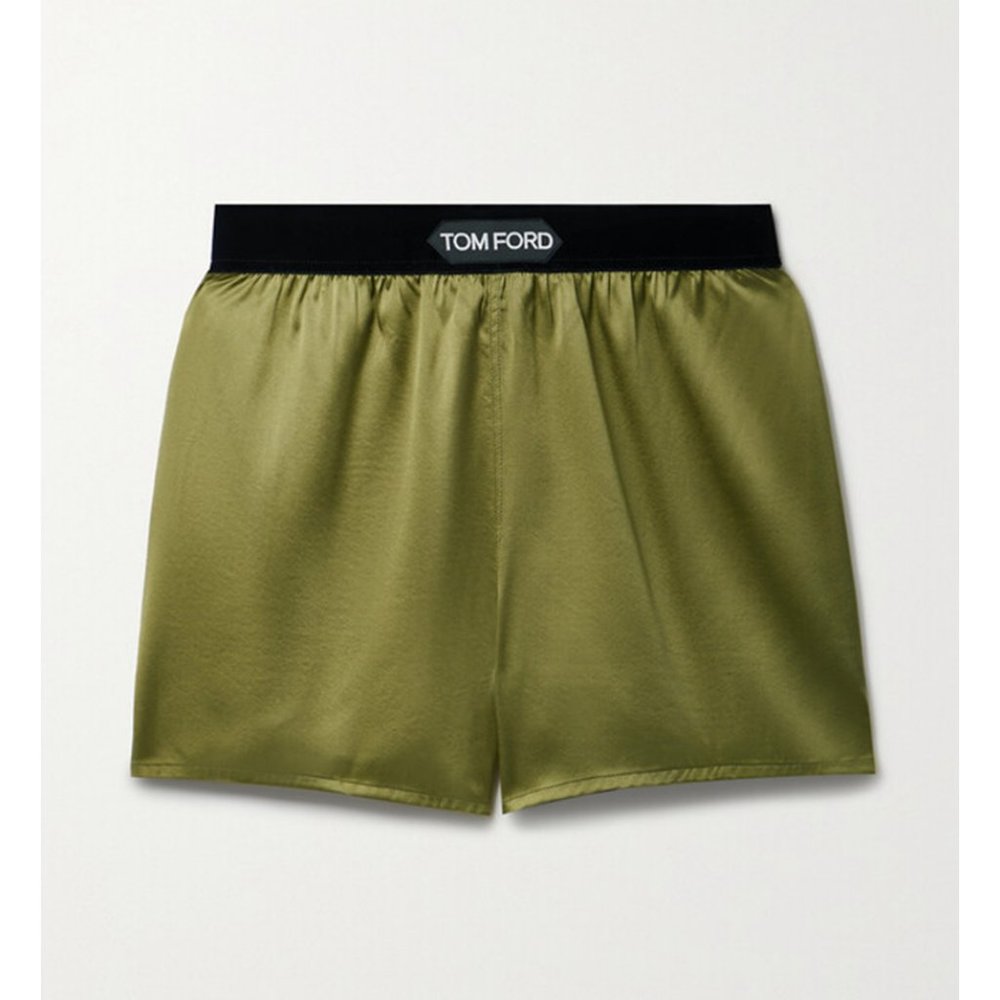Tom Ford Velvet Trimmed Stretch-Silk Satin Shorts